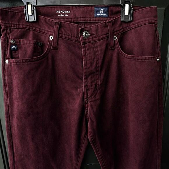 NWOT AG Adriano Goldschmied Men’s The Nomad 32x34 Rum Raisin Maroon Slim Fit - Picture 3 of 8